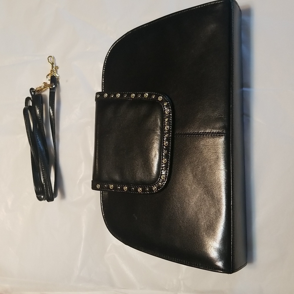 VINTAGE JASMIN Genuine Leather Clutch w/shoulder straps, Perfect Shape